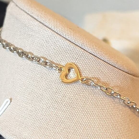 Heart Toggle Two Toned Necklace - Picture 8 of 8